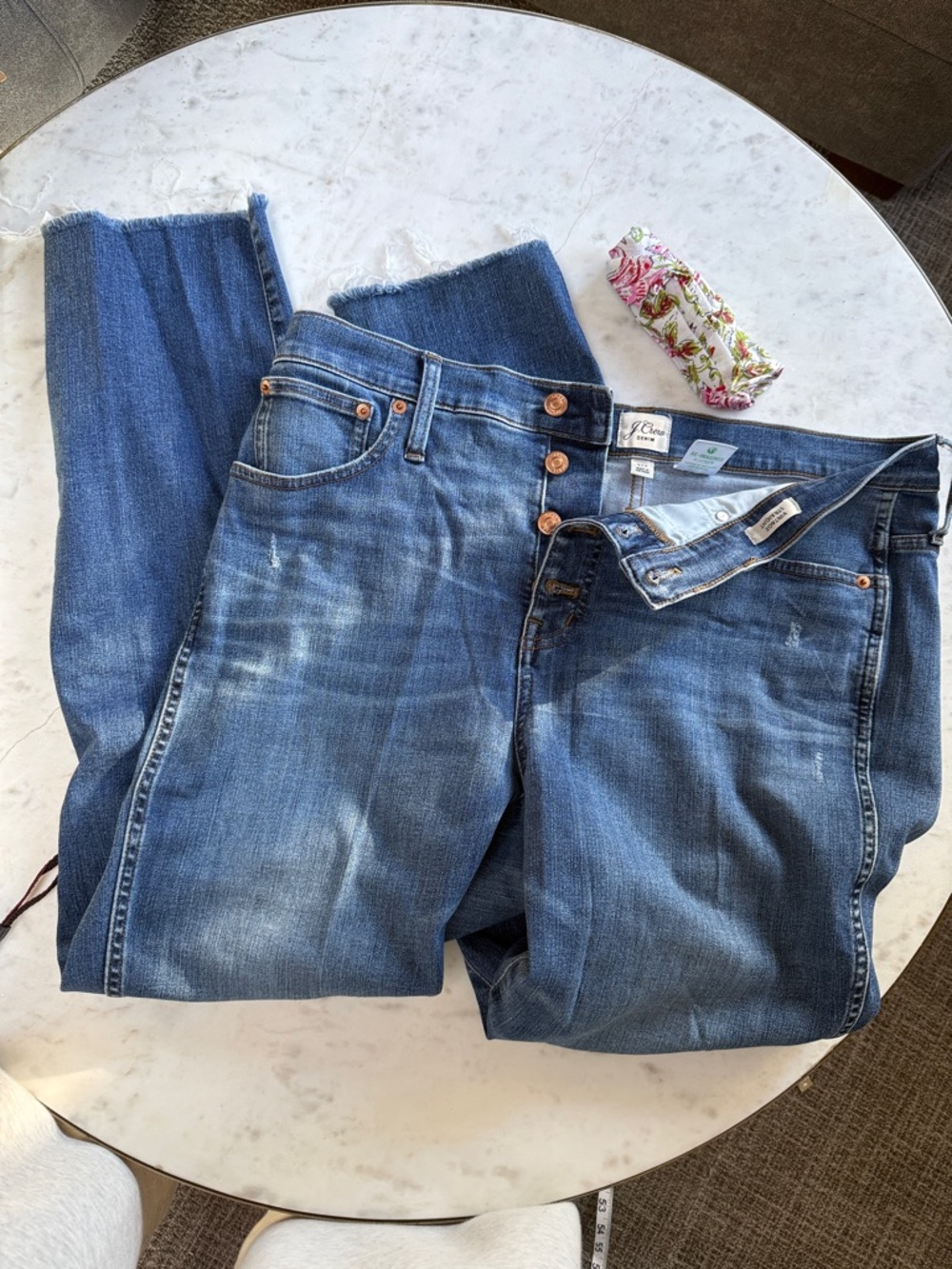 J. Crew Mid-Blue Straight-Leg Jeans with Button-Fly